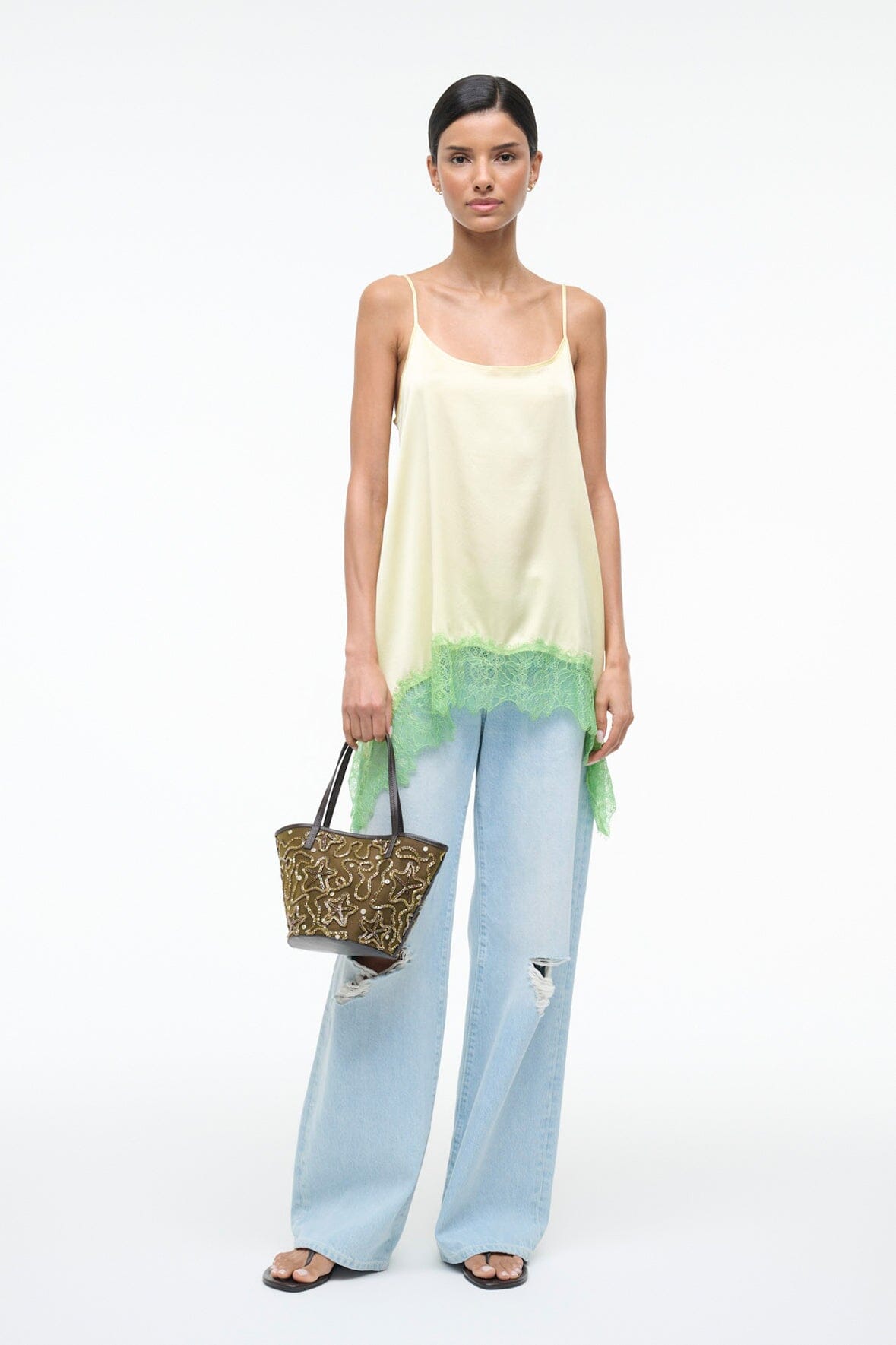 CHLOE SILK CAMI | KEY LIME SPROUT